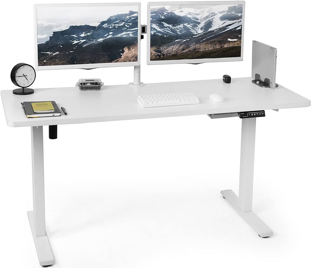 VIVO Electric Height Adjustable 60 x 24 inch Memory Stand Up Desk, White Solid One-Piece Table To... | Amazon (US)