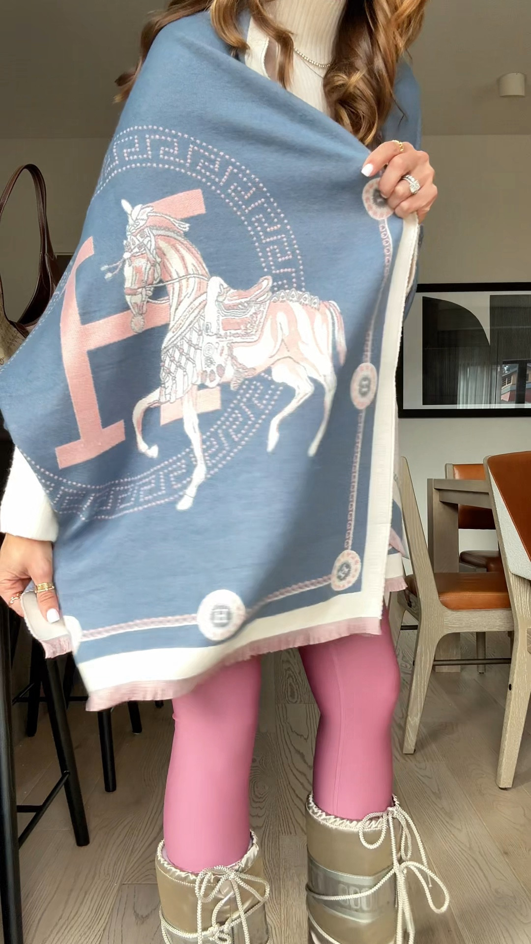 My ski trip dinner outfit! Park City trip. Amazon pashmina wrap - SO GOOD! Ski trip. Alo leggings in XXS. Cream sweater is older - linking similar. Moon Boots are so comfy and keep feet warm and dry! Furry Alo headband. 

#LTKgrwm #LTKTravel #LTKootd