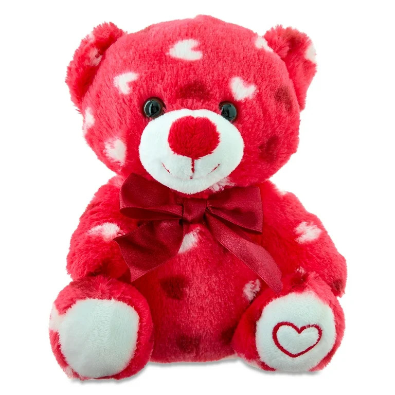 Small Heart Polka Dot Bear Plush, Red, 7", Valentine's Day by Way To Celebrate | Walmart (US)