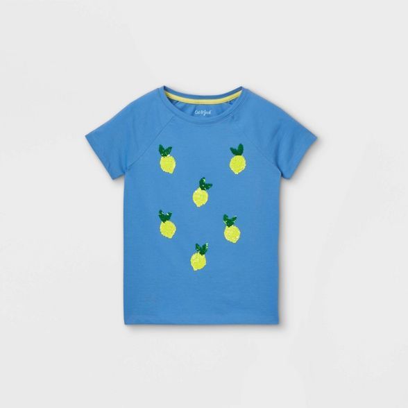 Girls' Flip Sequin Lemons Short Sleeve T-Shirt - Cat & Jack™ Blue | Target