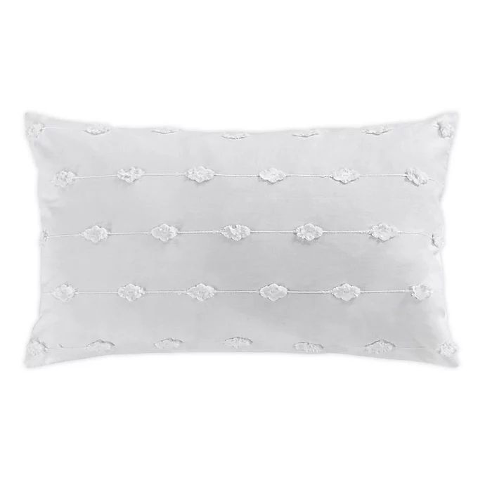 Vista Embroidered Oblong Throw Pillow in White | Bed Bath & Beyond | Bed Bath & Beyond