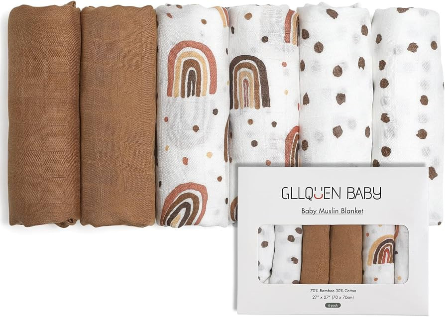 GLLQUEN BABY Musselintücher für Babys, 70 cm x 70 cm, 6er-Pack Spucktücher aus Baumwolle, saug... | Amazon (DE)