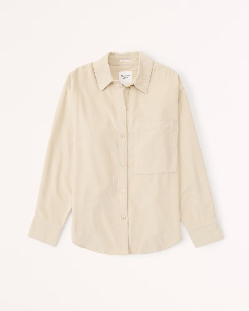 Women's Oversized Corduroy Shirt | Women's Up To 50% Off Select Styles | Abercrombie.com | Abercrombie & Fitch (US)