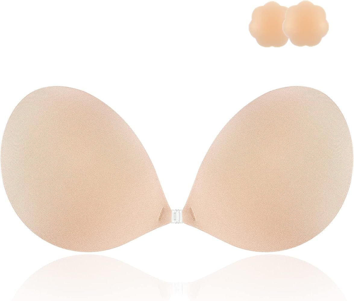 Niidor Adhesive Bra Strapless Sticky Invisible Push up Silicone Bra for Backless Dress with Nipple C | Amazon (US)