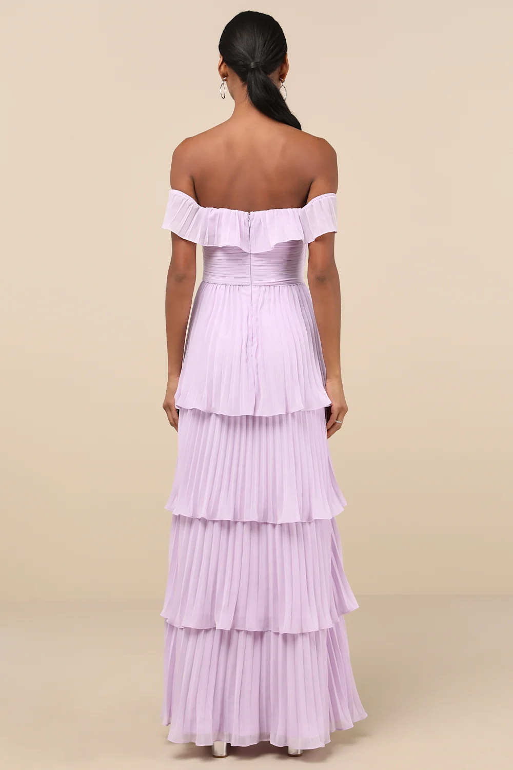 Always Remarkable Lavender Pleated Off-the-Shoulder Maxi Dress | Lulus