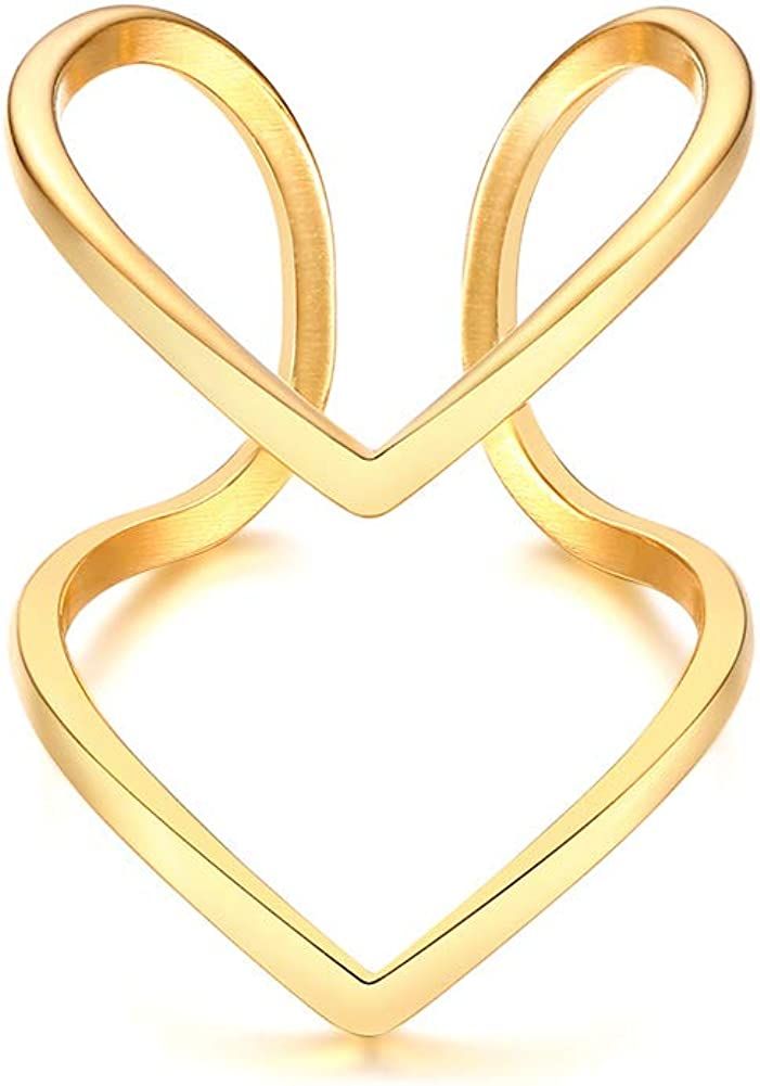 VNOX Fashion 18K Gold Plated Stainless Steel Double Chevron Ring for Women, | Amazon (US)