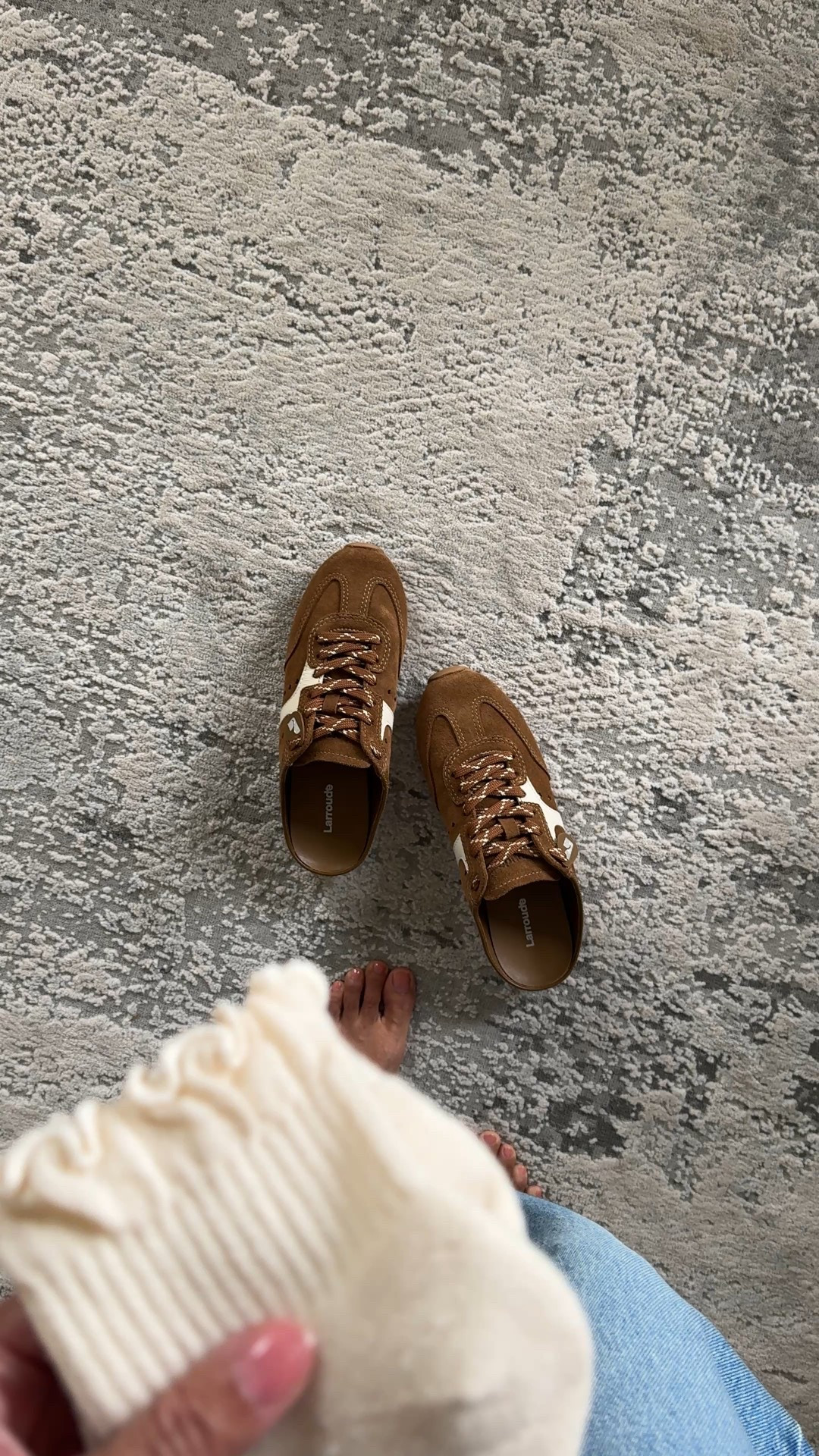 Fall sneakers. Brown sneakers. Fall shoes. Suede sneakers. 
Ruffle trim socks look so cute with sneakers. Linking this exact pair  


#LTKOver40 #LTKShoeCrush #LTKFindsUnder50