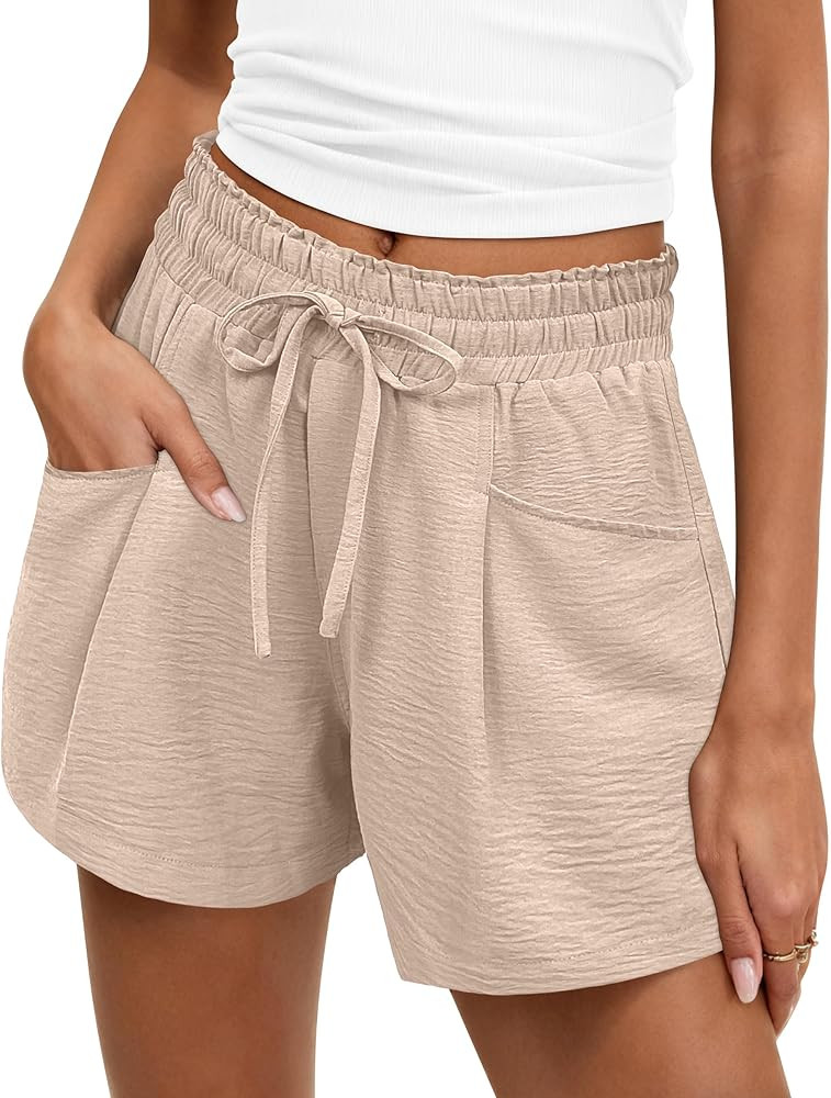 ANRABESS Shorts for Women Summer Casual High Waist Drawstring Comfy Dressy Lounge Beach Vacation ... | Amazon (US)