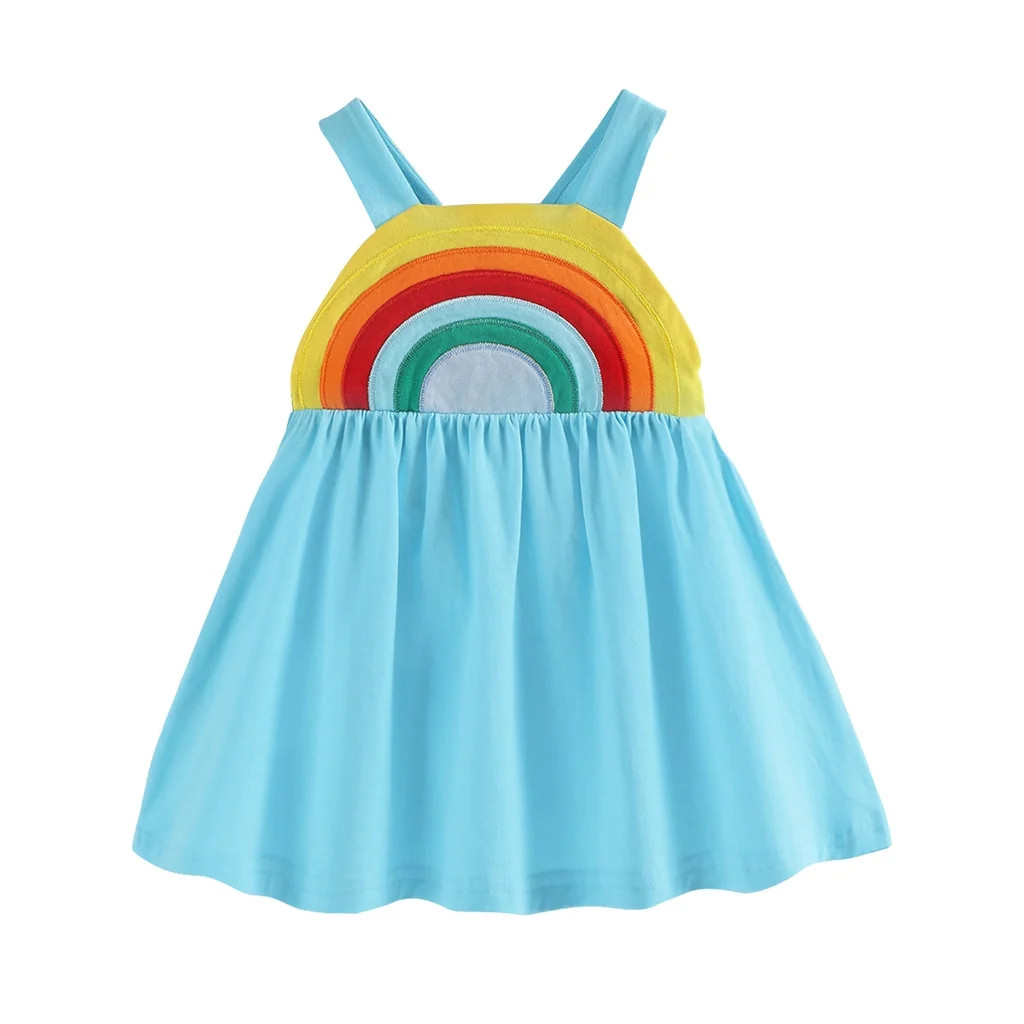 FRSASU Kids Dress Outfits Clearance,Toddler Girls Sleeveless Suspender Rainbow Print Backless Pri... | Walmart (US)