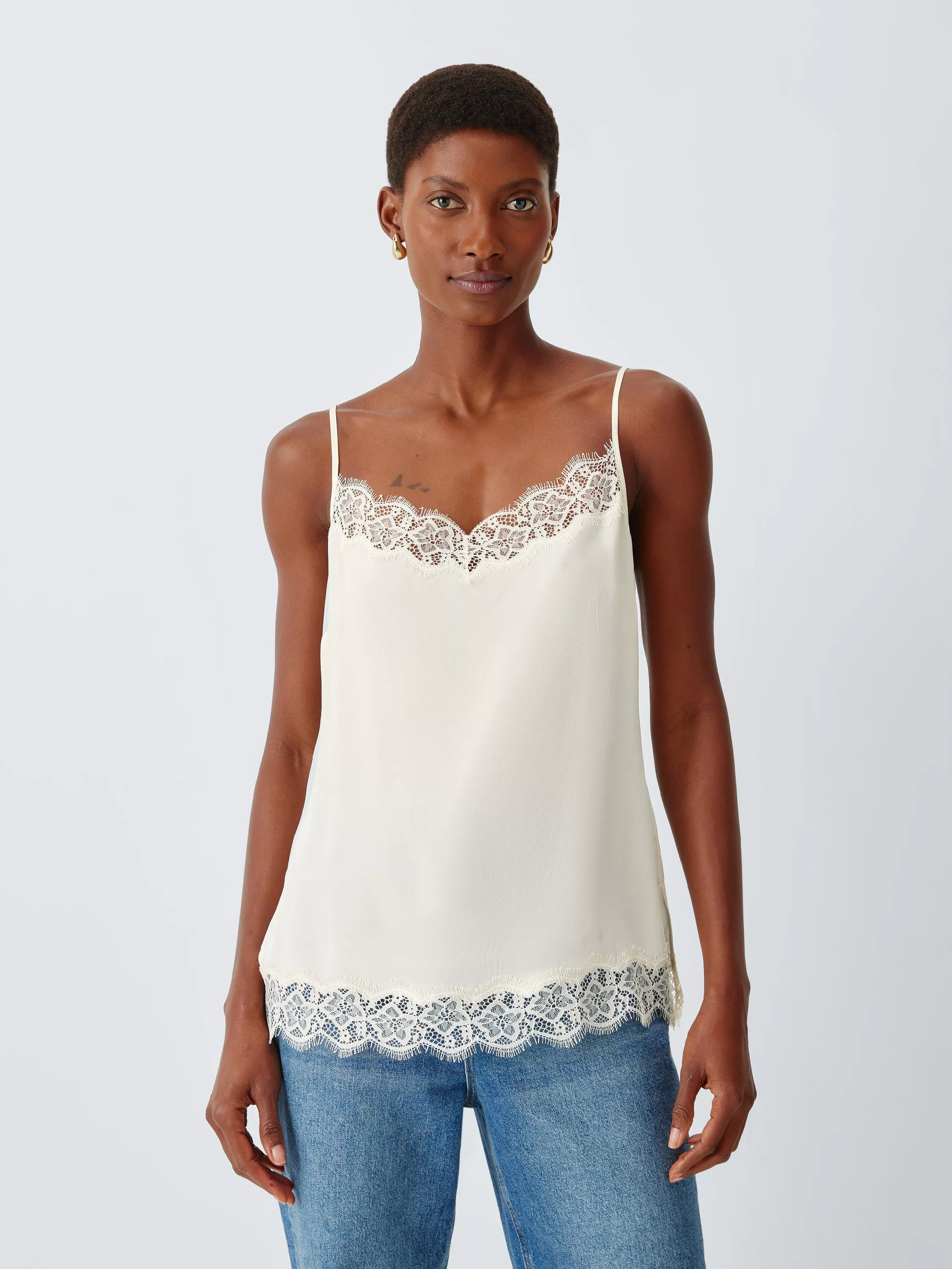John Lewis Pure Silk Lace Trim Cami Top | John Lewis (UK)