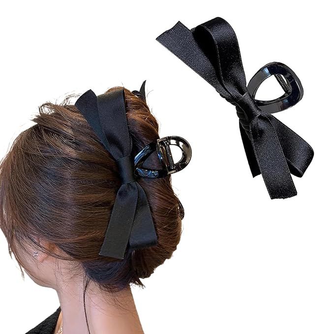 Black Bow Claw Clips for Women, Auzky Hair Bow Claw Clip for Thick Thin Hair, Big Bow Hair Claw B... | Amazon (US)