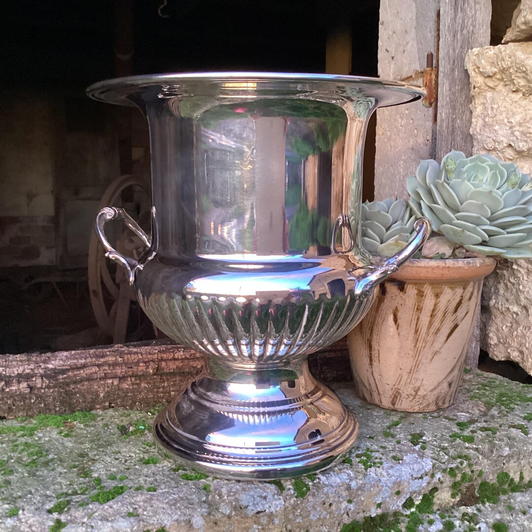 French vintage champagne bucket, silver plated wine cooler, Medici bottle cooler | Etsy (US)