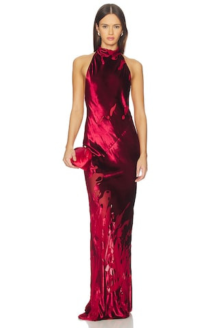 The Sei Halter Bias Gown in Ruby from Revolve.com | Revolve Clothing (Global)