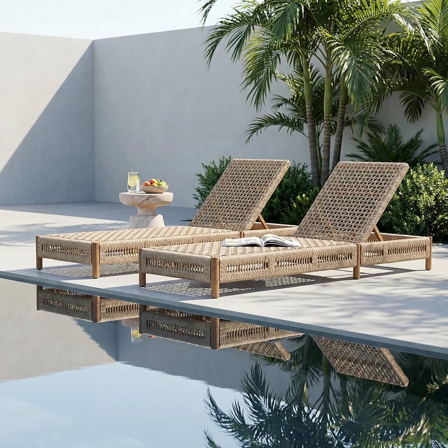 Christopher Knight Home Mercer Acacia Wood Chaise Lounge Chair Outdoor Set of 2, Poolside Sun Lou... | Amazon (US)