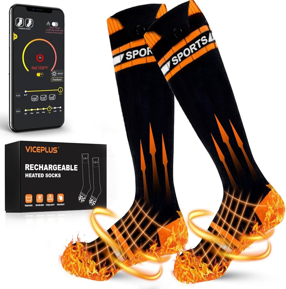 VICEPLUS Heated Socks Women Men Electric Socks 5000mAh*2 Batteries Rechargeable Heated Socks APP ... | Amazon (US)