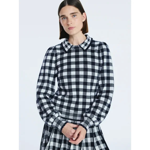 Free Assembly Women's Collared Sweater with Long Puff Sleeves, Midweight, Sizes XS-XXL | Walmart (US)