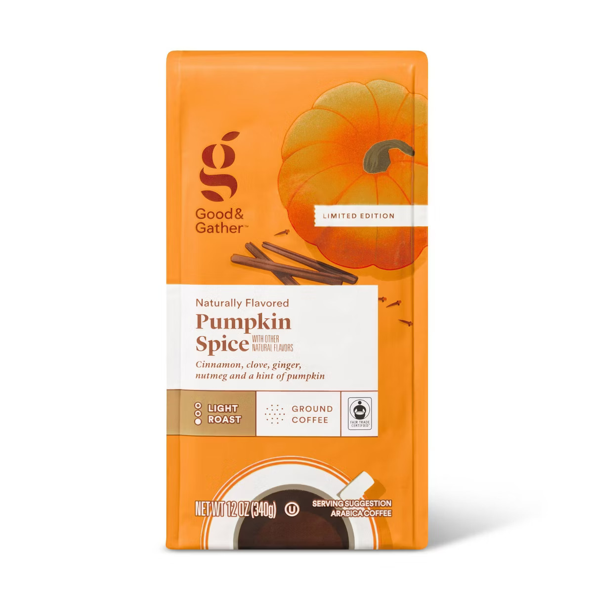 Naturally Flavored PUMPKIN SPICE Light Roast Ground Coffee - 12oz - Good & Gather™ | Target