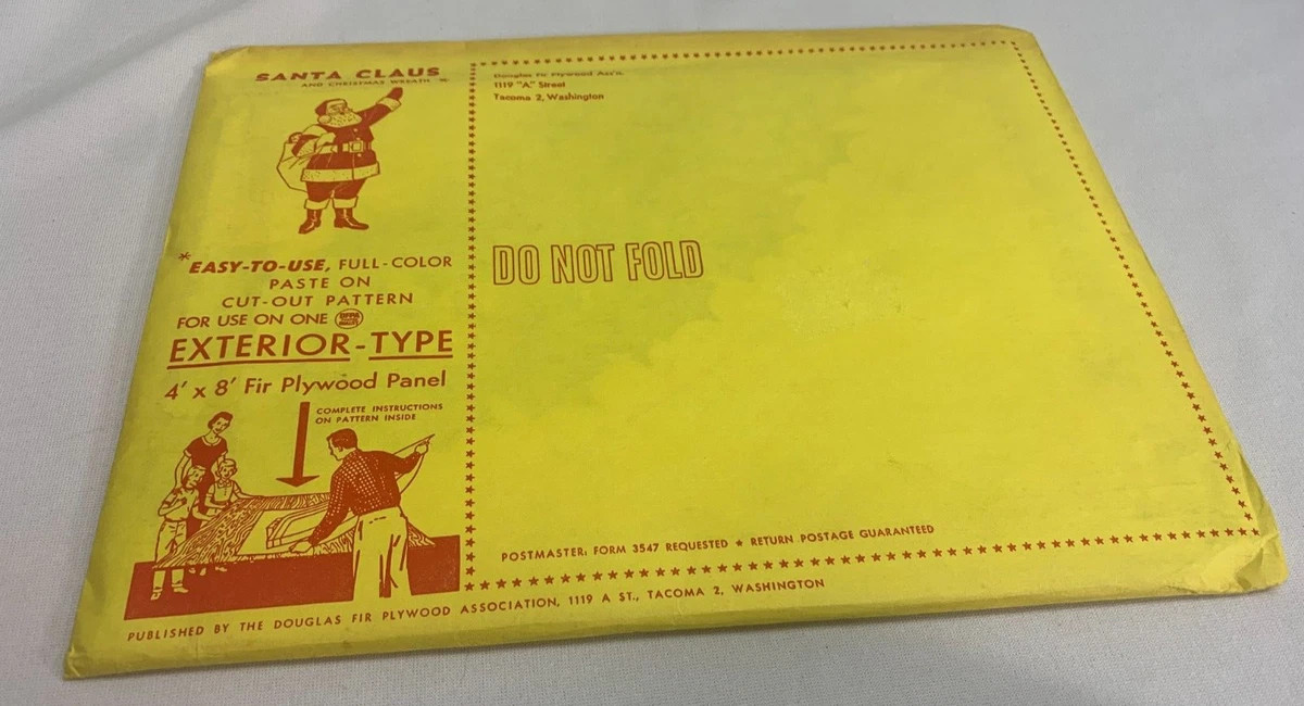 Vtg *Santa Claus & Wreath Christmas* Cut-Out Pattern 1956 Douglas Fir Plywood  | eBay | eBay US