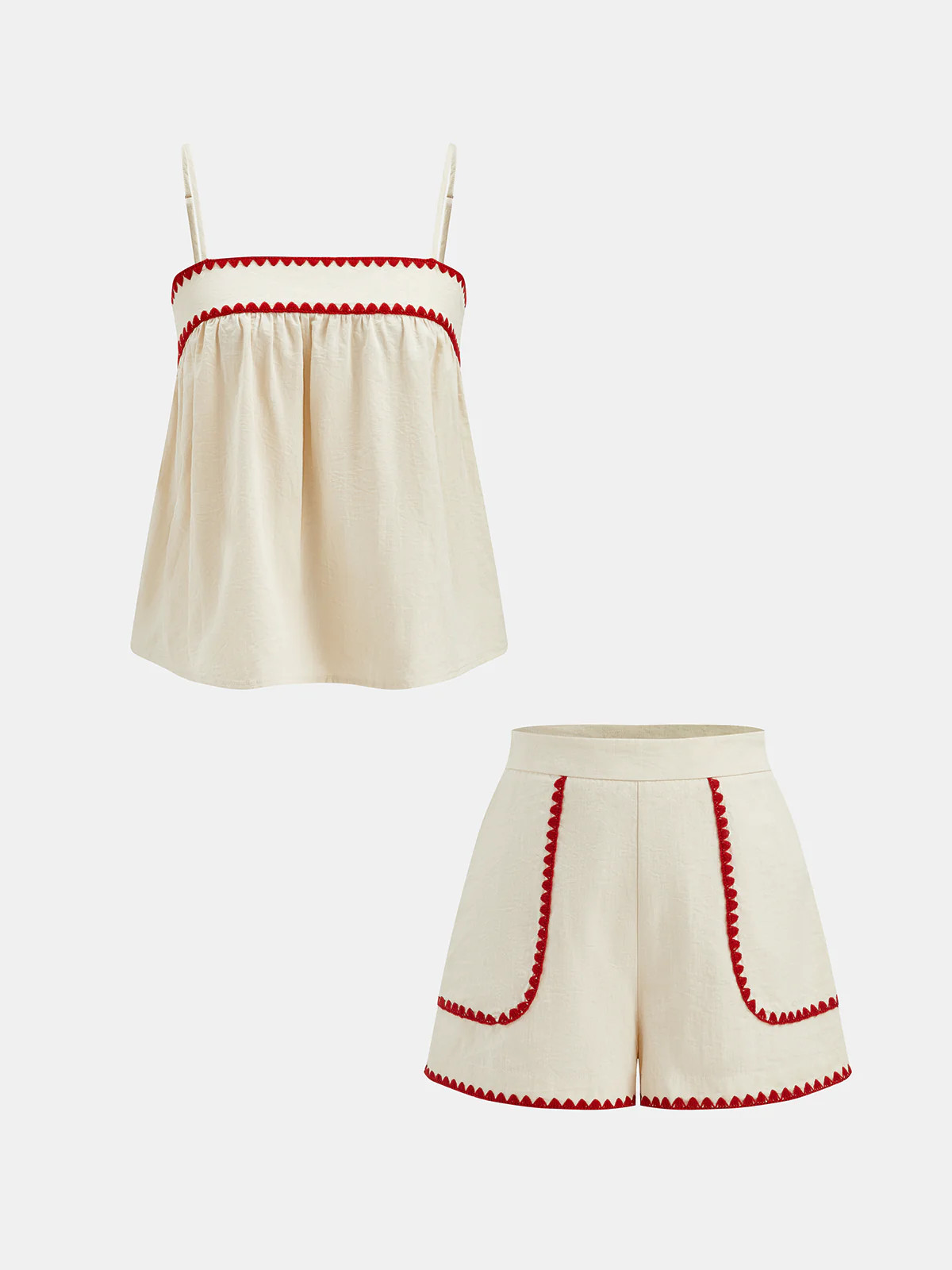 Cotton Blend Wave Edge Cami Top & Shorts Set | Commense