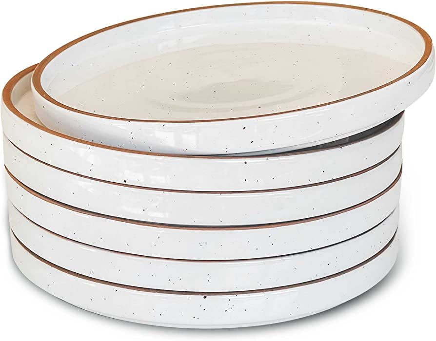 Amazon.com | Mora Ceramic Flat Plates Set of 6-8 in - The Dessert, Salad, Appetizer, Small Lunch,... | Amazon (US)