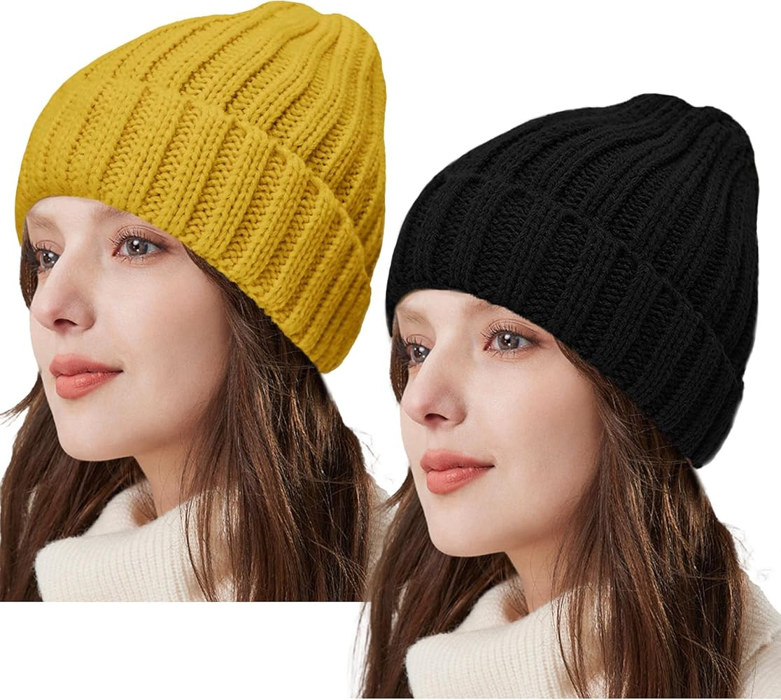 ZOORON 1&2 Winter Beanie for Women Soft Warm Slouchy Knit Hat Ski Stocking Cuffed Cap | Amazon (US)