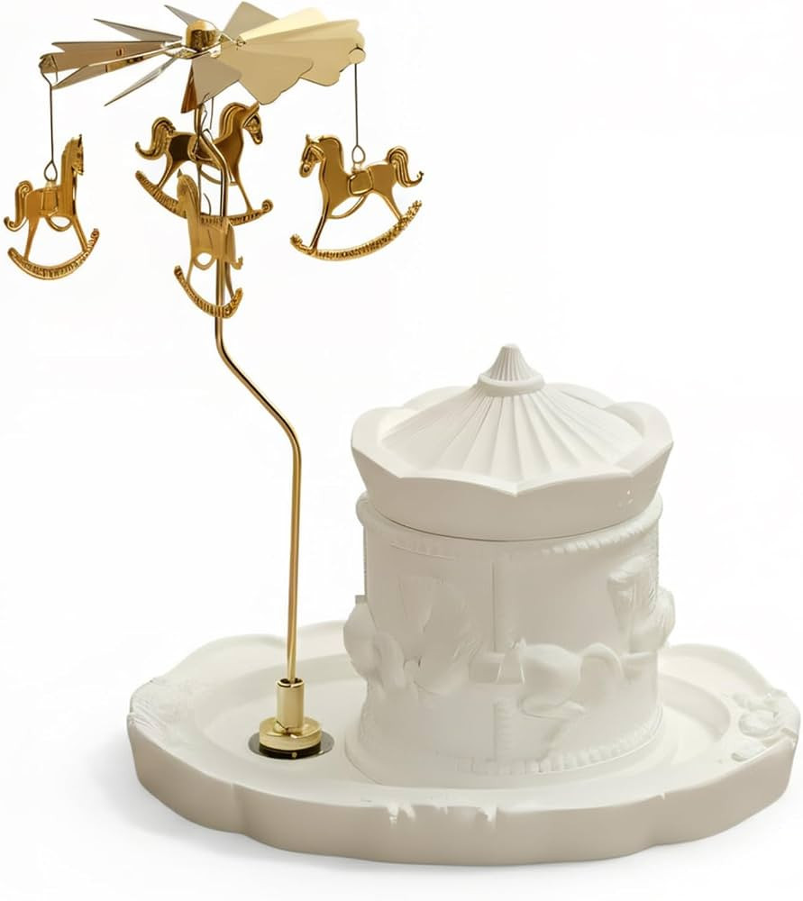 Carousel Candle Holder \u2013 Spinning Candle Carousel with Gypsum Base & Brass Merry-Go-Round Sp... | Amazon (US)