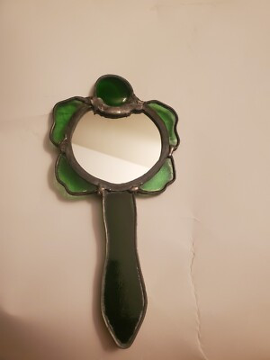 Vintage Stained Leaded Glass Hand Held Mirror Antique  | eBay | eBay US