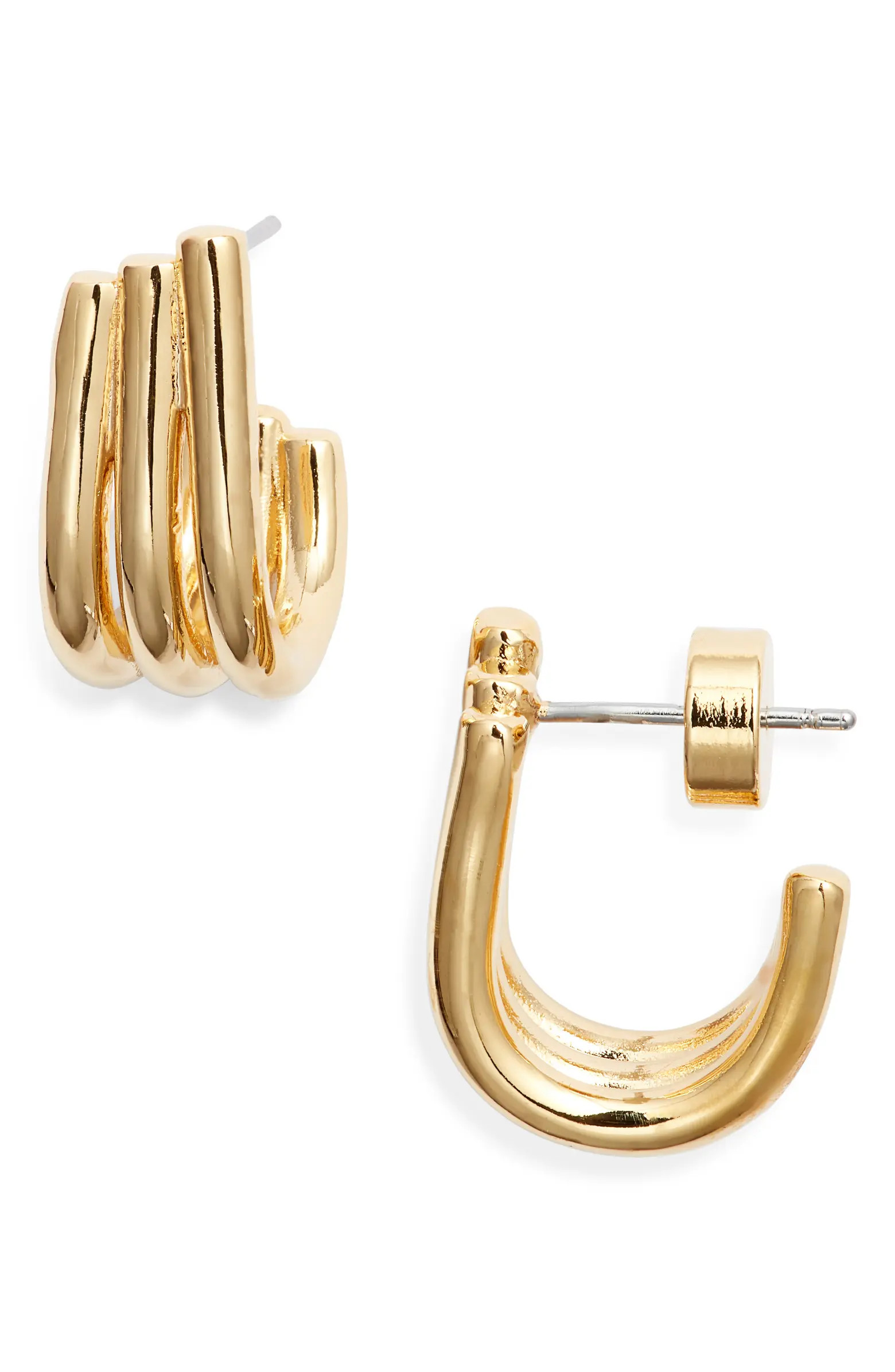 Demi Fine Ridged Triple Hoop Earrings | Nordstrom
