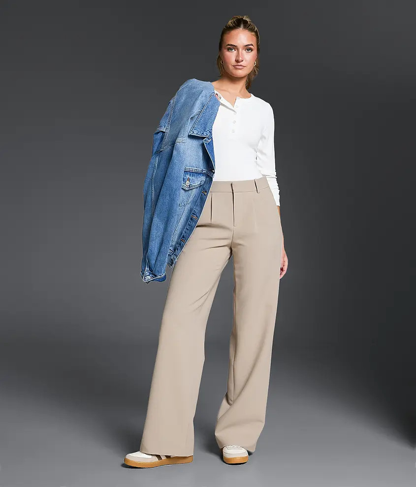 High Rise Wide Leg Trouser Stretch Pant | Buckle