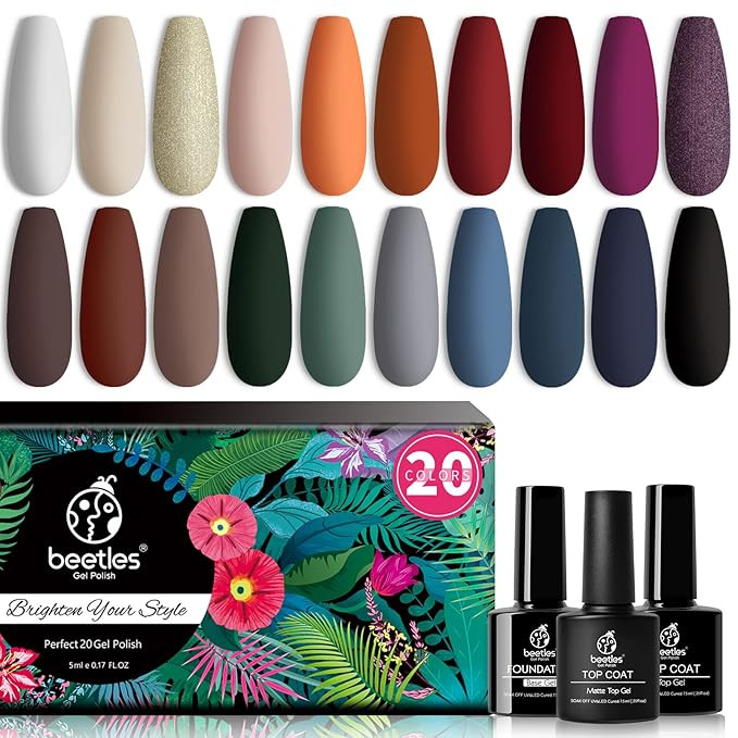 Amazon.com: Beetles 20 Pcs Gel Nail Polish Kit- Glowing Attraction Collection Fall Winter Orange ... | Amazon (US)