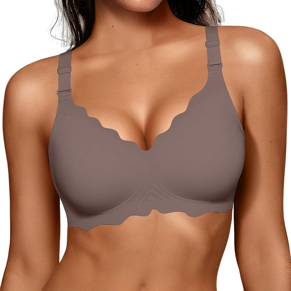OEAK Women Jelly Bras No Underwire Scalloped Push Up Buttery Soft Tshirt Bra Seamless Full Covera... | Amazon (US)