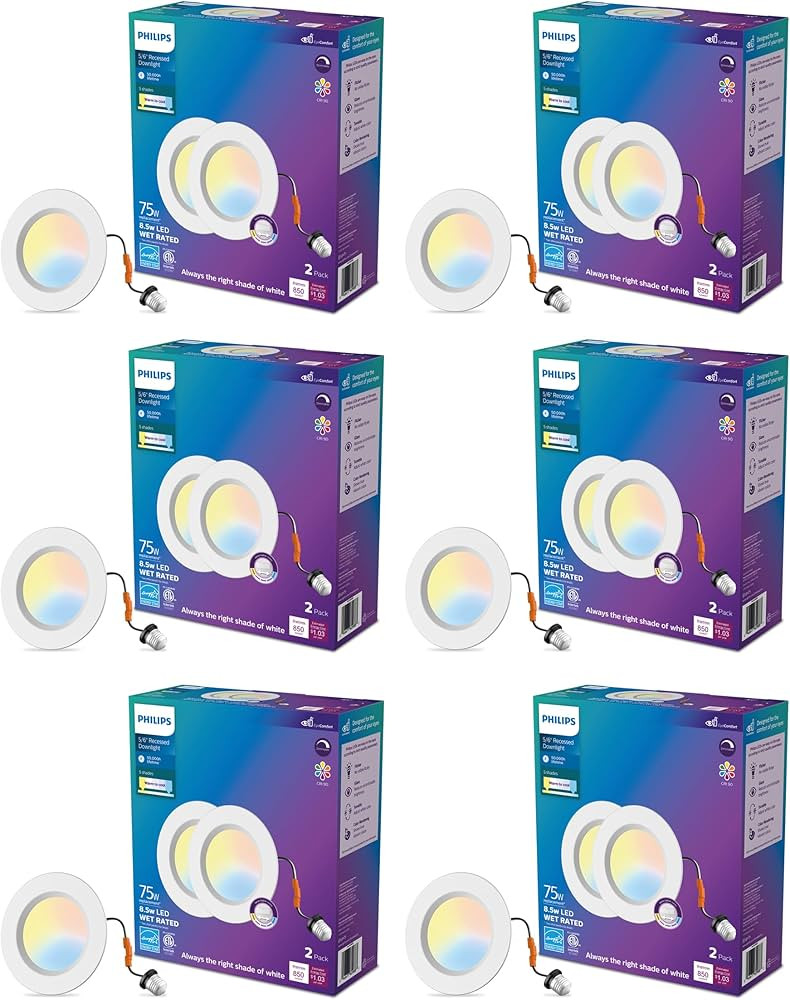 Philips LED Retrofit Downlight, 12 Lights, 5/6-inch, EyeComfort, Easy to Install, 5 CCT Settings,... | Amazon (US)