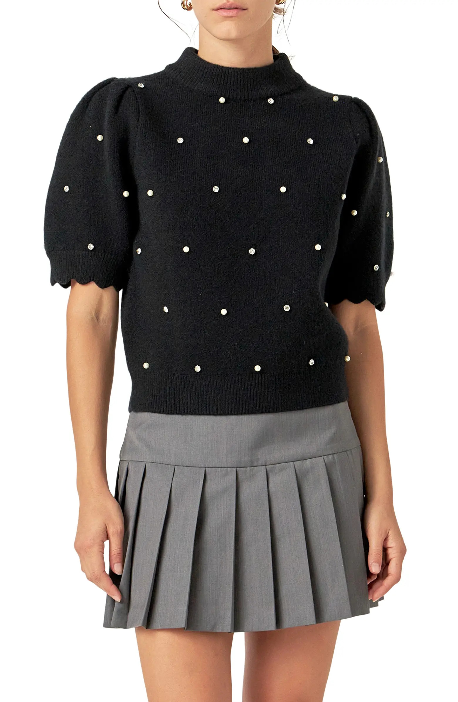 Embellished Short Sleeve Sweater | Nordstrom