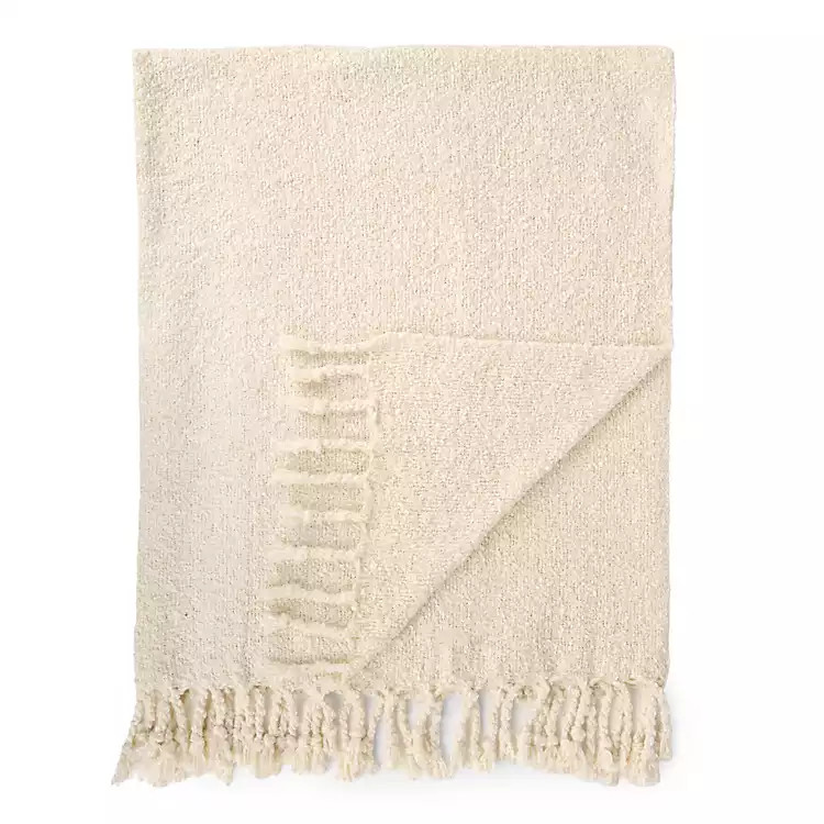 Cream Woven Boucle Throw | Kirklands