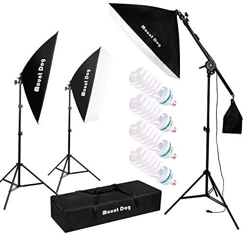 MOUNTDOG Photography Studio Softbox Lighting Kit Continuous Lighting System Photo with 3pcs E27 9... | Amazon (US)