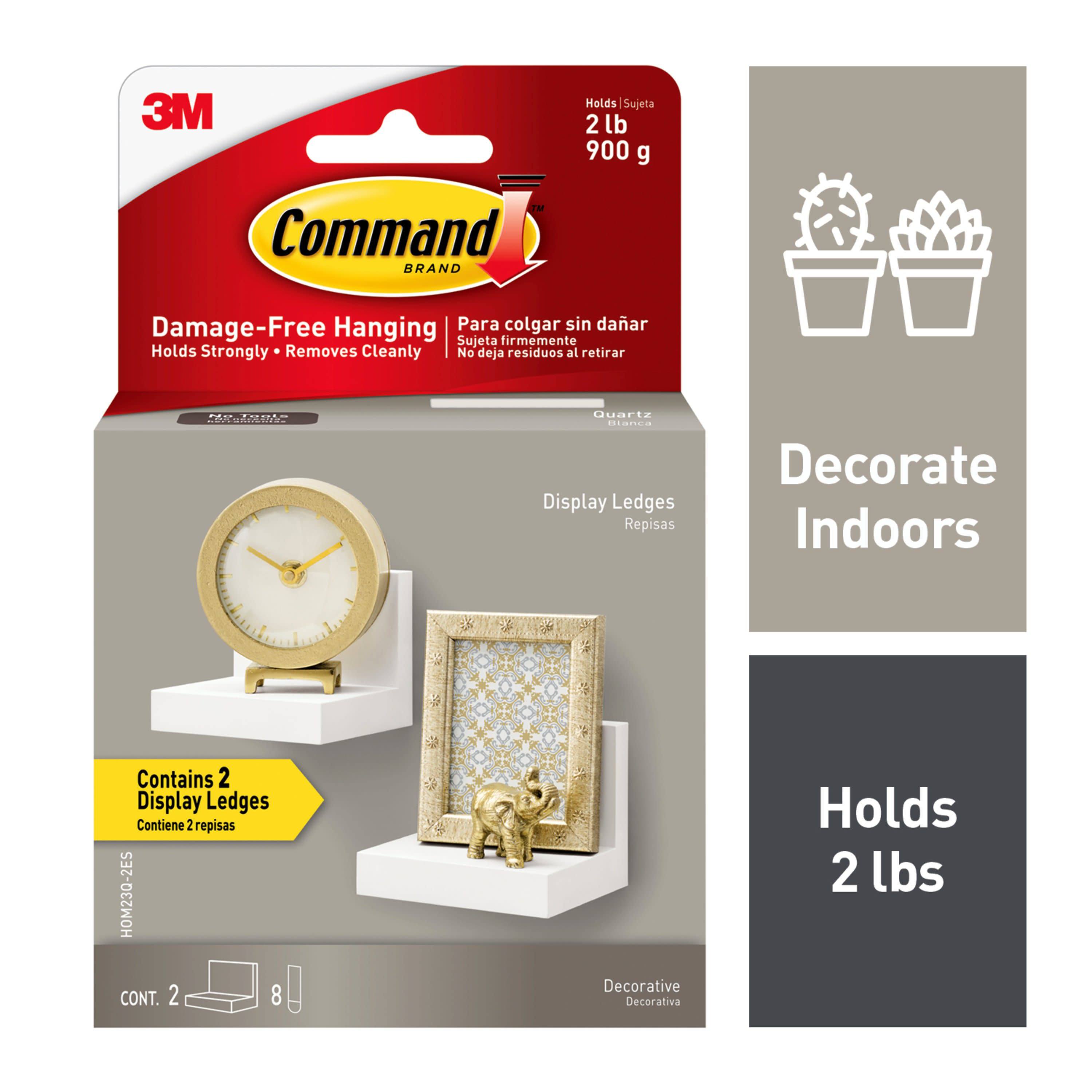Command 3.5-in D x 4-in L Quartz Plastic Square Floating shelf in White | HOM23Q-2ES | Lowe's