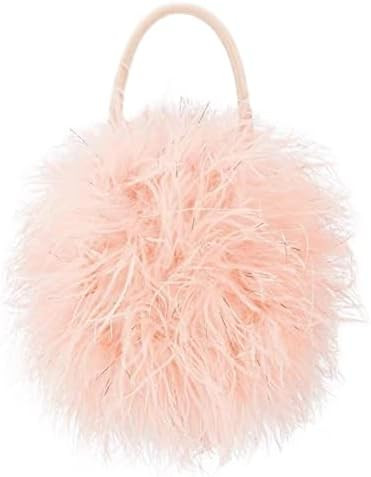 Women's Real Ostrich Feather Evening Purse Handbag Clutch, Party Gift Wool Bag Wallet Tote For Wi... | Amazon (US)