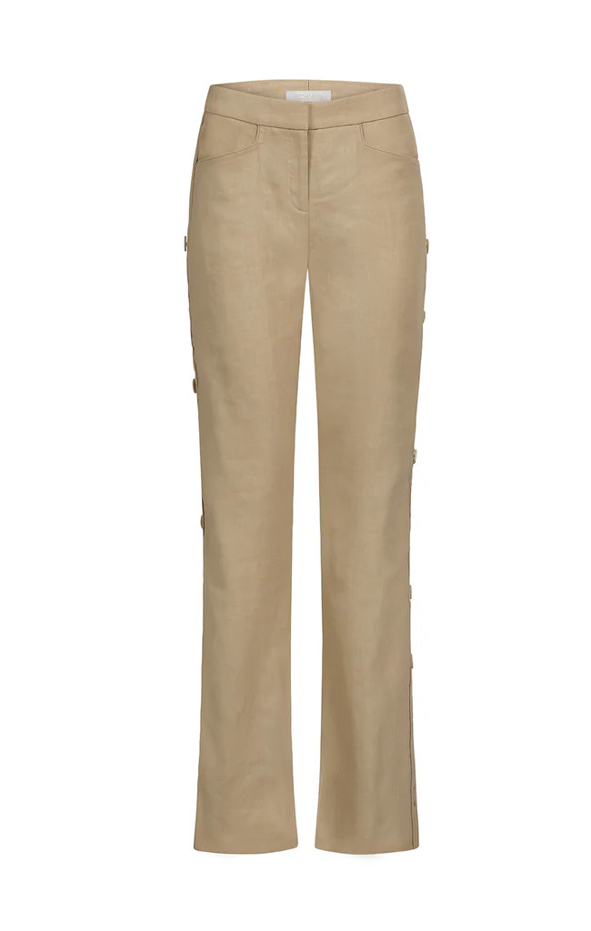 Stretch Linen Twill Wide Leg Pants | Etcetera