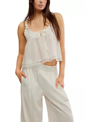 Free People Stevie Lace Tank Top, Ivory, XS | Belk