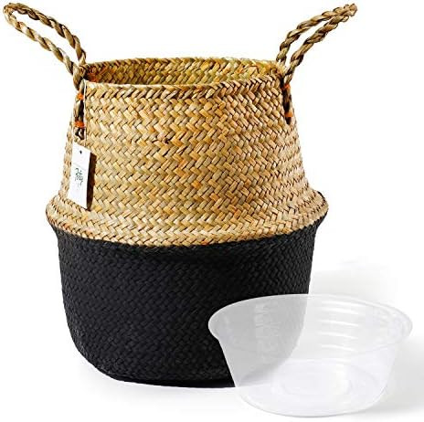 POTEY 710301 Seagrass Plant Basket - Hand Woven Belly Basket with Handles, Middle Storage Laundry, P | Amazon (US)