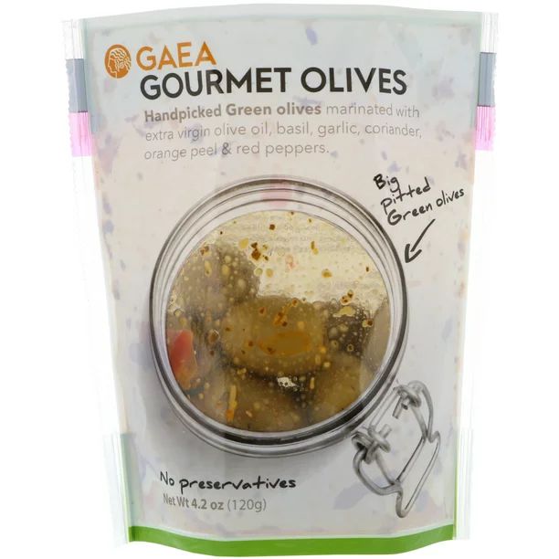Gaea Gourmet Olives, Marinated Pitted Green Olives, 4.2 oz (120 g) - Walmart.com | Walmart (US)