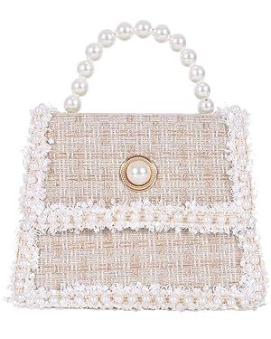 Vaeltaja Women Tweed Pearl Purses and Handbags Ladies Fashion Top Handle Chain Satchel Shoulder B... | Amazon (US)