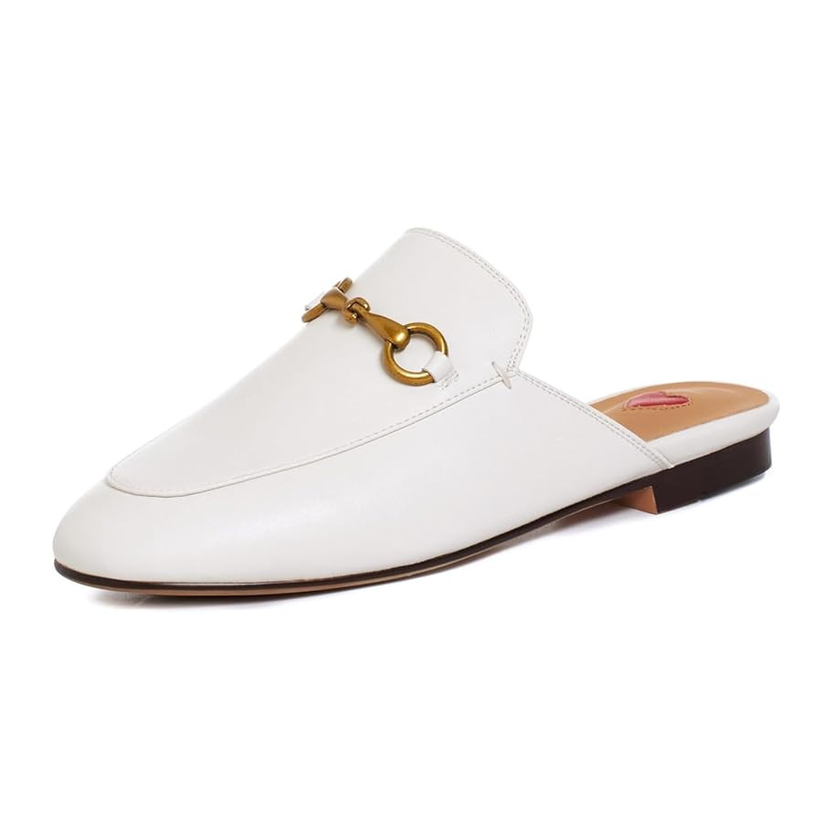 Vertundy Women's Mules Low Heel Flats Leather Slip On Backless Sandals for Girls Lady Work Slides | Amazon (US)