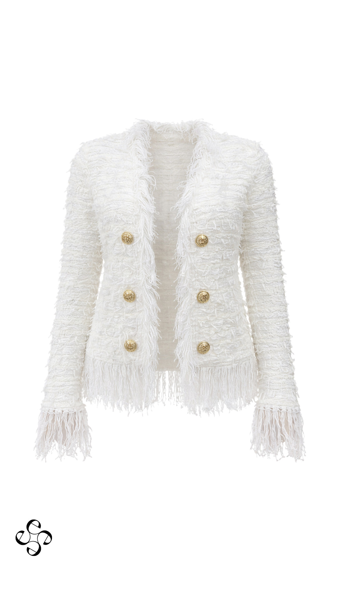 A best-selling tweed open-front jacket crafted in a luxe wool blend with fringe trim and gold decorative buttons for an instantly elevated finish. The loose fit makes it comfortable and easy to layer over everyday staples while still feeling polished and high-end. Classic, versatile, and wear-on-repeat worthy—this is the statement layer that pulls everything together. 

 #LTKgrwm #LTKootd #LTKPetite