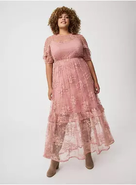 Lace Puff Sleeve Maxi Dress | Torrid (US & Canada)