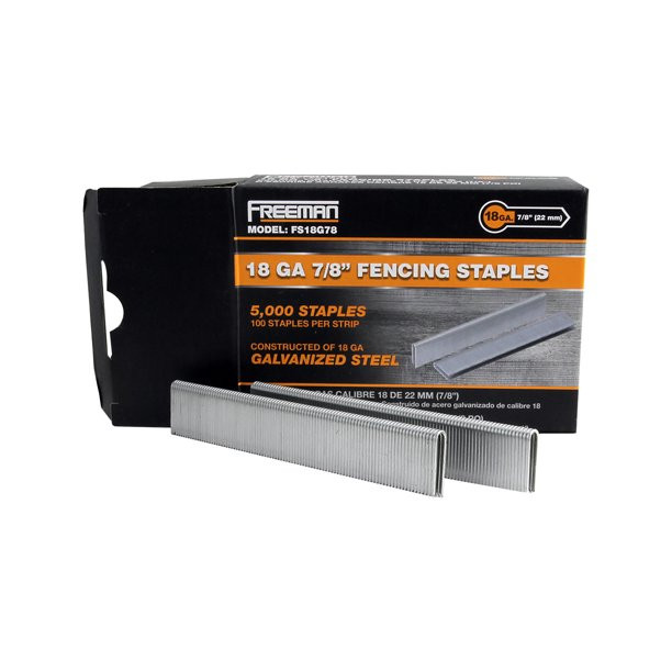 Freeman FS18G78 18 GA 7/8" Glue Collated Fencing Staples, 5000 Count - Walmart.com | Walmart (US)