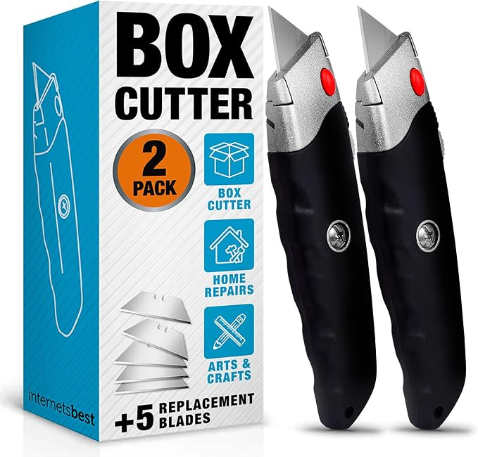 INTERNET'S BEST Premium Utility Knife Set | Retractable Box Cutter with Rubber Handle | Heavy-Dut... | Amazon (US)