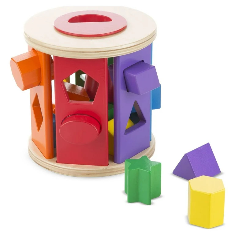 Melissa & Doug Match and Roll Wooden Shape Sorter Skill-Building Learning Toy With 13 Pcs | Walmart (US)