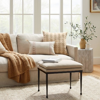 Edgehill Pillow Top Ottoman with Metal Legs Beige - Threshold™ designed with Studio McGee | Target
