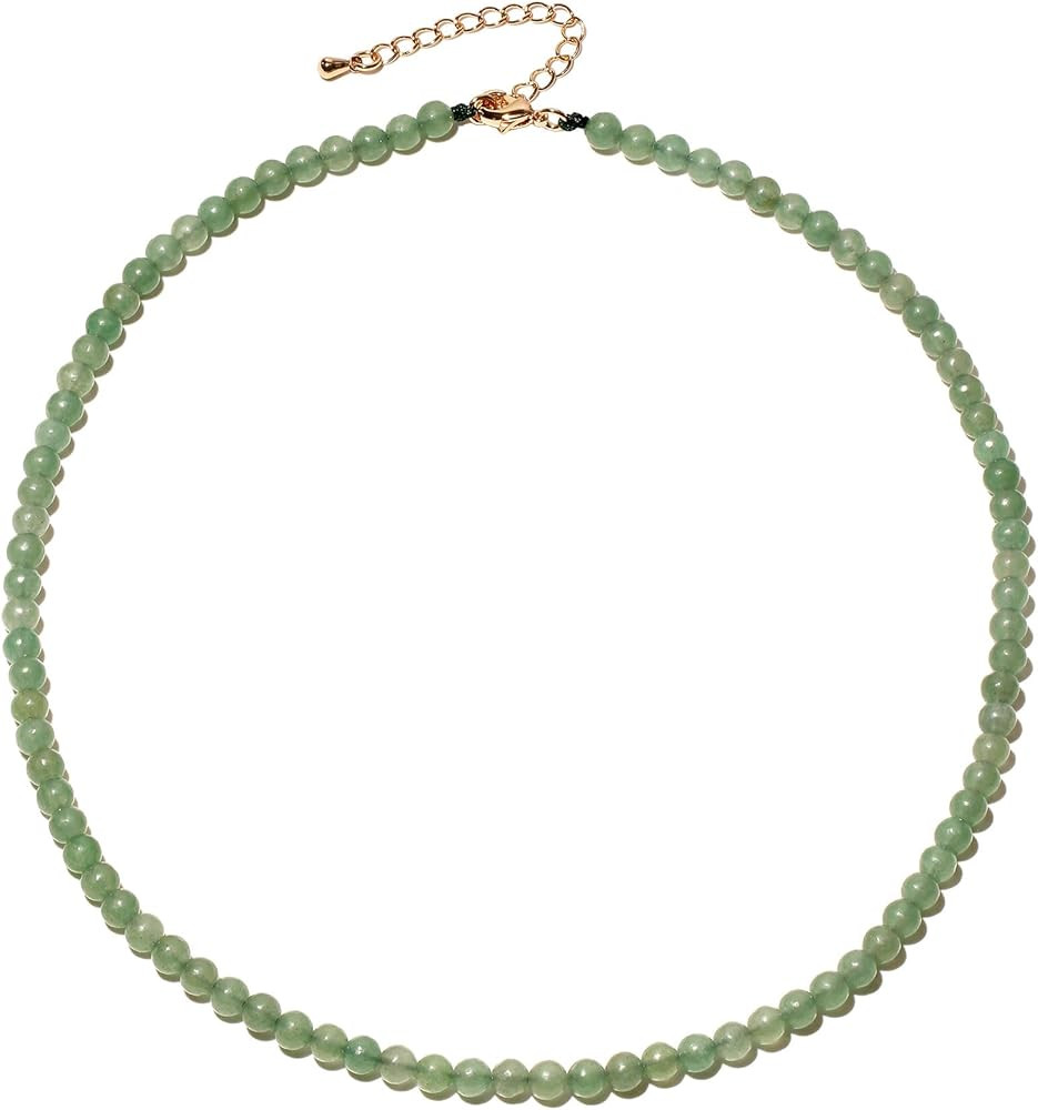 Simple Choker Necklace for Women Real Stone and Crystals Necklaces 4mm Beaded Choker Jewelry Medi... | Amazon (US)